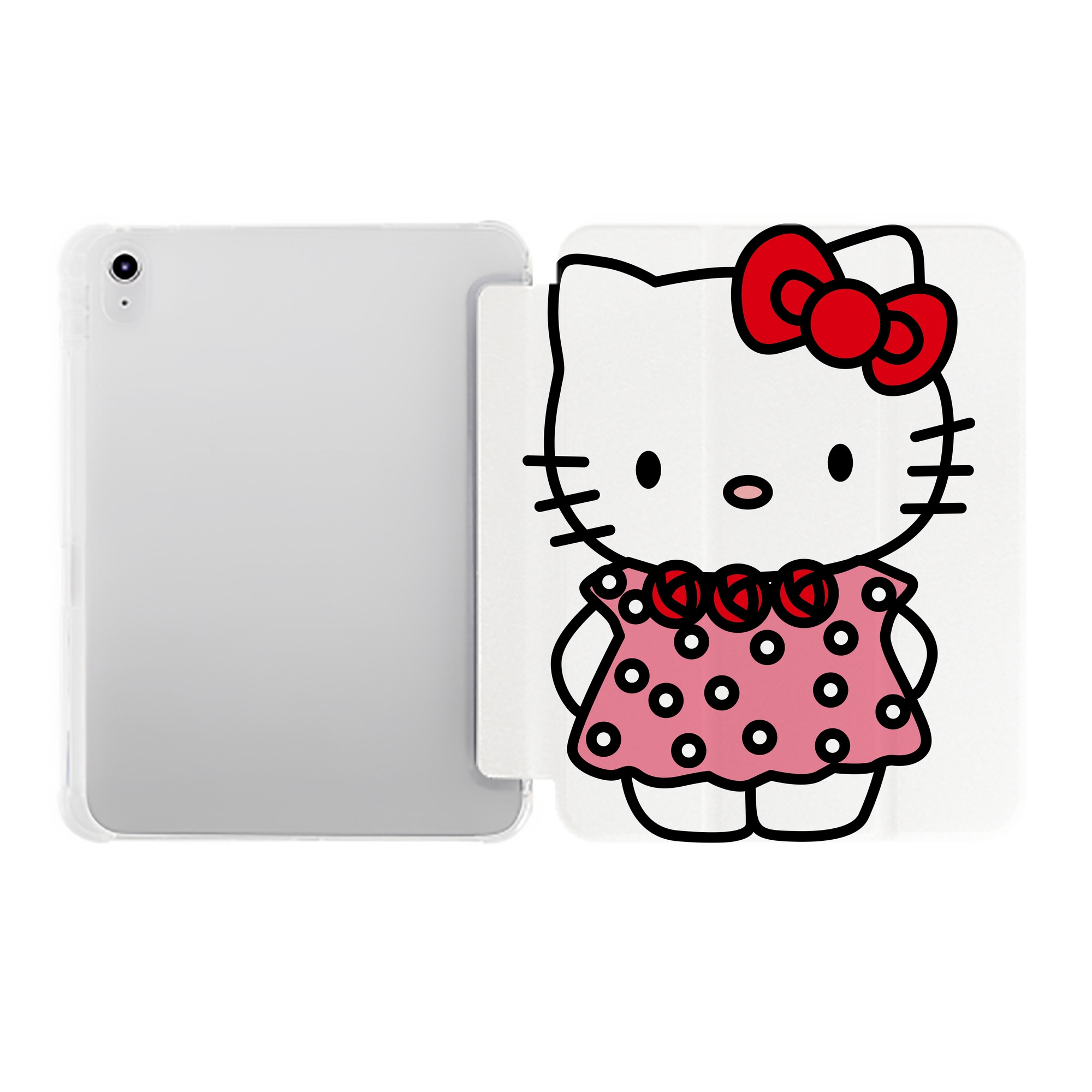 （画像用） Hello Kitty ハローキティ IPad ケース ペン収納付き 三つ折りスタンド PUレザー×シリコン 対応機種9.5/10.5/10.9インチ